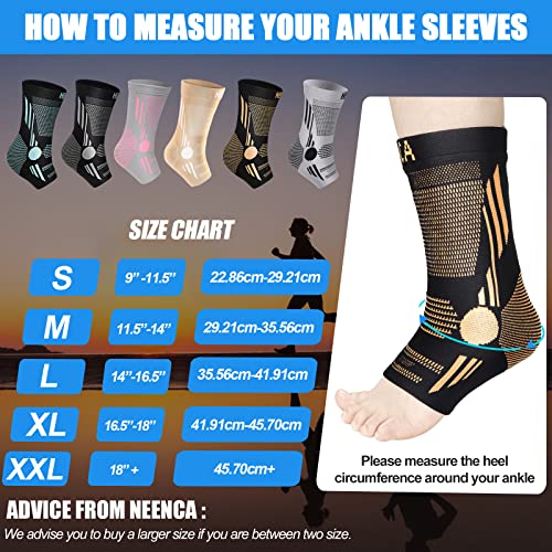 NEENCA Foot & Ankle Brace Socks for Sprained-Ankle Compression Sleeves Set - color: High Copper, size: Small