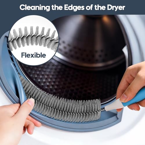 Dryer Vent Cleaner Kit 5 Pcs, Refrigerator Coil Cleaning Brush, Sewer Set Brush, Dryer Lint Cleaner Brush for Flexible Lint Remover, Kitchen Sink, Bathroom Clog, Toilet, Vent Scrubber - color: 5pack-grey