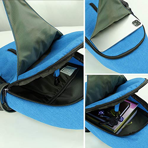 WATERFLY Crossbody Sling Backpack Sling Bag Travel Hiking Daypack - color: N - Sky Blue