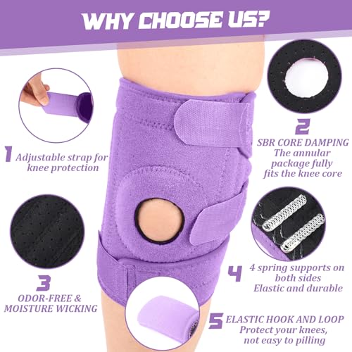 Foilswirl 1 Pcs Kids Knee Brace with Side Stabilizers,Purple - color: Purple