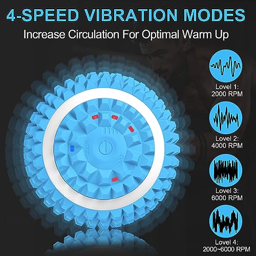 Uppye Vibrating Massage Ball for Pain Relif, Lacrosse Balls Deep Tissue Trigger Point Therapy for Plantar Fasciitis Pain Relief, Muscle Pain for Myofascial Release Ball - color: Blue