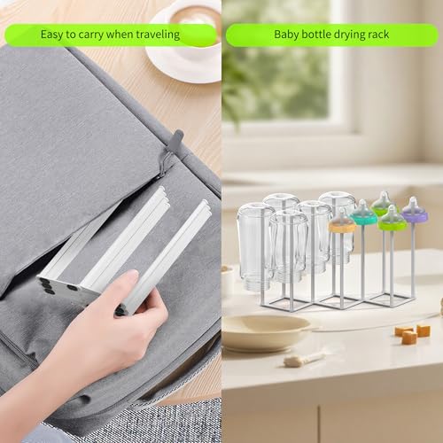 Collapsible Bottle Drying Rack, Foldable Baby Bottle Drying Rack, Portable Drainer Stand Holder for Water Bottles, Cup, Reusable Silicone Bag, Cutting Board (White) - color: White