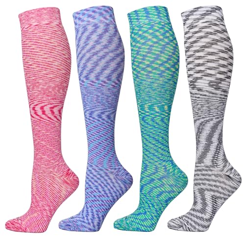 LEVSOX Compression Socks Women and Men, 20-30mmHg, Best for Nurses, Travel, Pregnancy - color: 4 Pairs Spacedye, size: Small