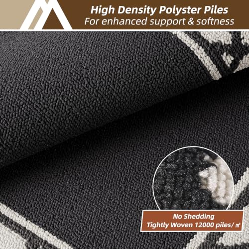 COSY HOMEER Washable Kitchen Rugs Sets of 2 Non-Slip Kitchen Mats,Black - color: Black, size: 24"x35" + 24"x60"