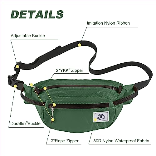 4Monster Hiking Waist Packs Portable,Water Resistant Fanny Bag with Adjustable Strap,Lightweight Crossbody Chest Bag Slim Bag - color: Army Green-2