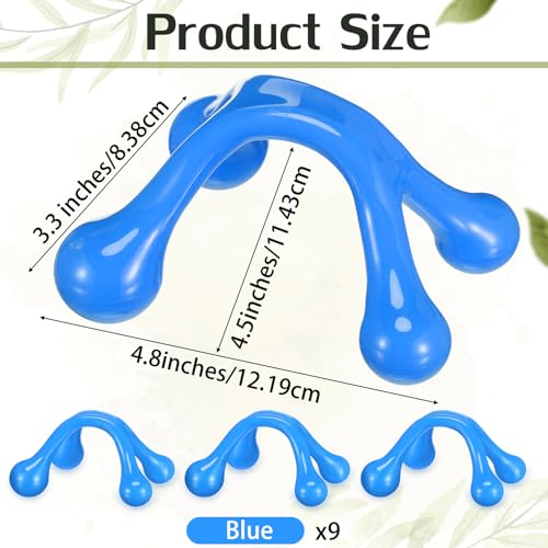 Liliful 9Pcs Palm Massage Tool Handheld 4 Point Deep Tissue Massager, Blue - color: Blue