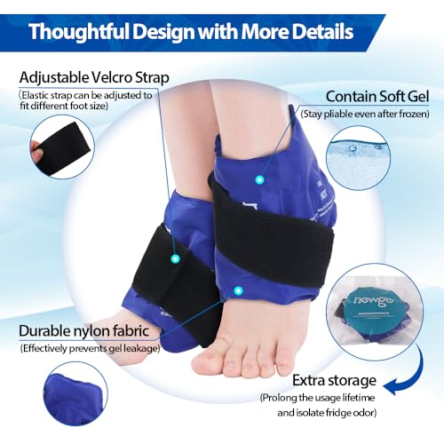 NEWGO Ankle Ice Wrap – Reusable Cold Pack for Swelling, 2 Pack - color: Blue-2pack