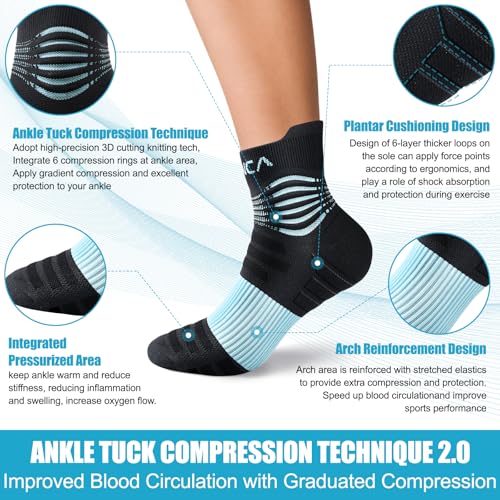 NEENCA Professional Compression Socks for Women Men Circulation, 20-30 mmHg - color: Black Blue, size: X-Large