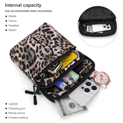 HUA ANGEL Multifunctional Fanny Pack for Men & Women Lightweight Waist Bag with 3 Zip Compartments, Cross body bag for Running Walking Sport Travel - color: Pink leopard print