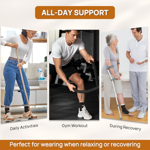 JIUFENTIAN Ultra-Breathable Copper Ankle Braces for Men and Women, Large - color: Black, size: Large