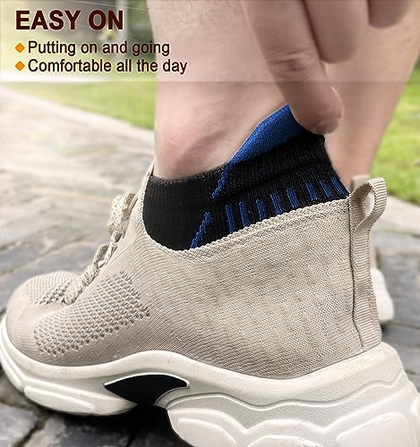 BULLIANT Men Running Ankle Socks 6Pack-Cushioned Support-Low Cut No Show - color: 6pairs-black/Gray Heather3099, size: 10-12