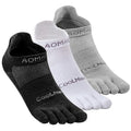 Toe Socks for Men and Women Athletic Running Coolmax Five Finger Ankle/Quarter Socks Breathable Lightweight, 3 Pairs - color: E4110# Black, White, Grey, size: Small