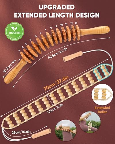 ONUEMP 2PCS Wooden Massage Fascia Stick & Back Massager Roller Rope - size: 2PCS Roller Rope