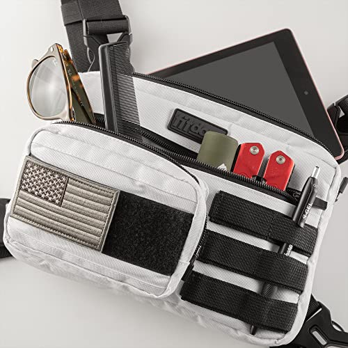Fitdom Running Chest Pack for Men, Tactical Sports Utility Bag with Pockets - color: White, style: Maximum Stability