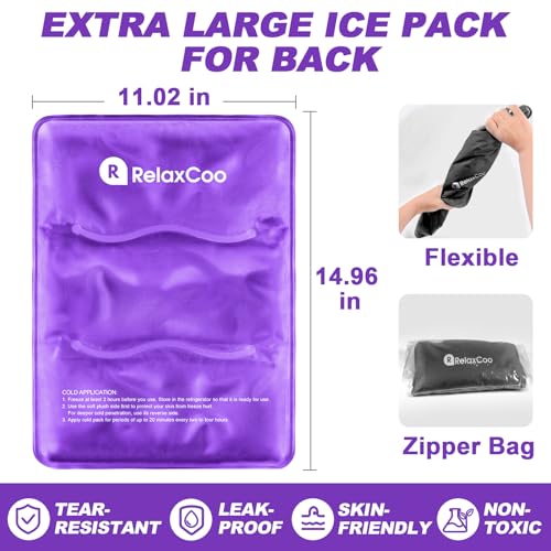 Large Flexible Ice Pack for Injuries Reusable Gel, 11x14.5 Inches, Cold Compress for Hip, Shoulder, Knee, Back Pain, Swelling, Bruises, Surgery, Purple - style: PURPLE