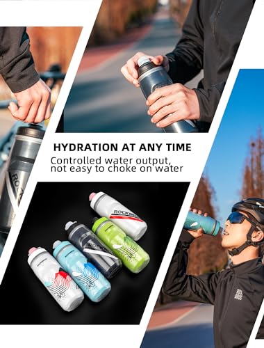 ROCKBROS Bike Water Bottle, 21oz Insulated Cycling Squeeze Bottle - color: Black*2 Pack