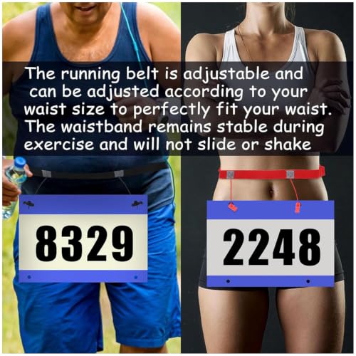 2Pcs Race Number Belt Race Bib Belts with 6 Energy Gel Loops for Marathon Triathalon Running No Safety Pins Required (Black/Red) - color: Black&Red