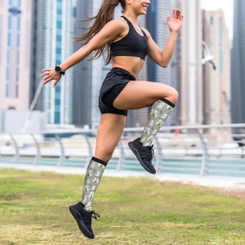 Compression Socks Knee High Circulation Support Socks For Women Men Athletic Running Work Hiking Cycling Travel - color: Alpaca