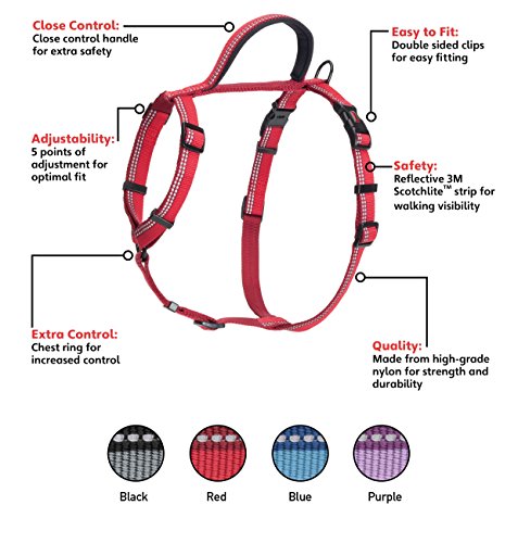 Halti Dog Walking Harness | Size L, Red | Ideal for Puppy Walks - color: Red, size: Large