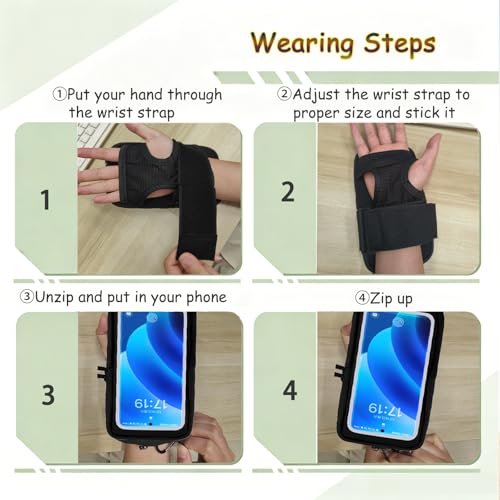 Wristband Phone Holder for Running, 3-Wear Running Armband with Card Slot