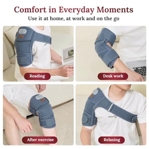 Red Light Therapy Wrap with Heat and Vibration, 660nm Red Plus 850nm and 940nm Near Infrared, Cordless 5000mAh Controller, 30‑Min Auto‑Off, for Knee Elbow Shoulder (Space Gray-1-PACK) - size: Space Gray-1-PACK