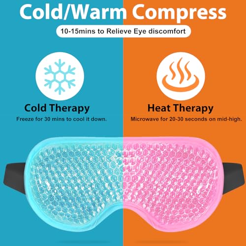 BeeVines Gel Eye Mask, Cooling Ice Masks for Puffy Eyes (2 Pack) - color: 001 Pink & Blue