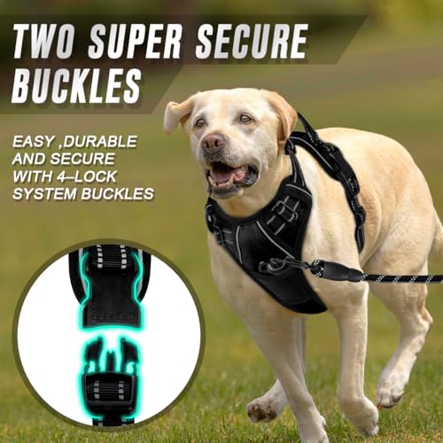 BARKBAY Dog Harness No Pull for Medium Sized Dog Front Back Clips,Dog Vest - color: Black, size: Medium(Chest:22.5-28")