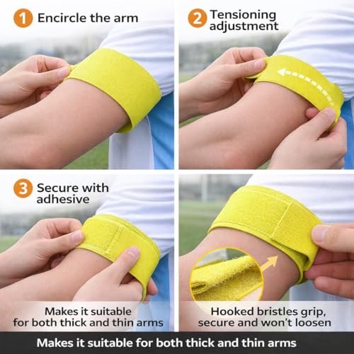 Captain Armband Nylon Outdoor Team Sports Armband Soccer Armbands Adjustable Player Bands for Adult Youth(Yellow) - color: Yellow