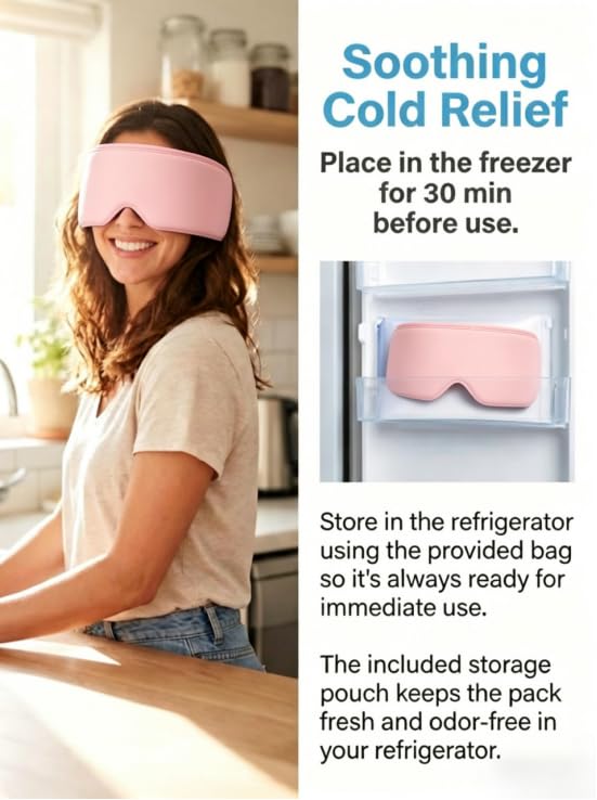 Cooling Gel Eye Mask for Puffy Eyes, Migraine & Headache Relief, Full Eye-Area Cold Compress for Eyes & Temples, FSA Eligible HSA Reusable Eye Ice Pack for Swelling & Post-Surgery Recovery - color: Black-pink
