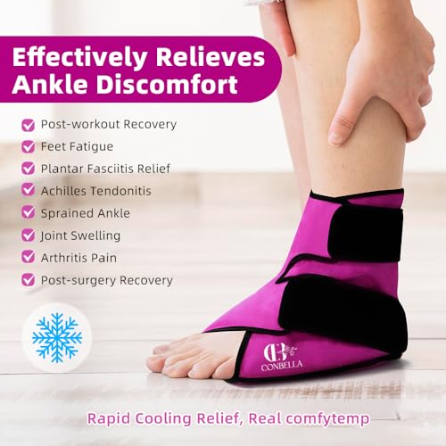 Ankle Ice Pack Wrap, Hot Cold Compress for Pain Relief, Purple - color: Purple, size: Medium