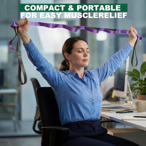 Acozycoo Stretching Strap with Loops for Leg Calf Back Physical Therapy - color: Purple
