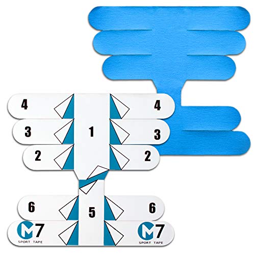 M7 Sport Kinesiology Ankle Tape for Ankle Sprain and Injury Recovery, Pain Relief Therapeutic Tape, Ankle Brace Compression Support, Plantar Fasciitis, Waterproof, Eases Swelling (Blue, 4-Pack) - color: Blue