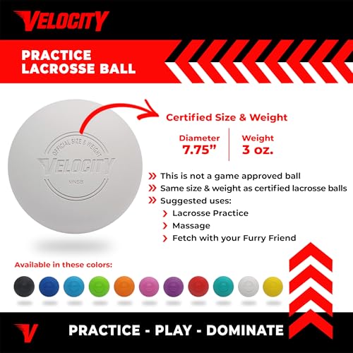 Velocity Lacrosse Balls - 1, 2, 3, 6, 12, 18, 24, 36, 60 and 120 Packs - for Practice, Official NFHS and College Approved Size - color: White, size: 3 Balls, style: Practice Ball