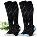 LEVSOX Thicker Bamboo Viscose Compression Socks 20-30 mmHg Cushioned - color: Black Polka Dots, size: Large