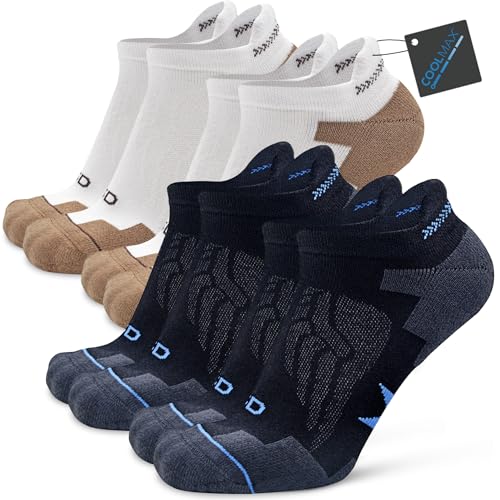 Socks Daze Men's Women's Ankle Cushioned Coolmax Running Walking Socks - color: 2 Pairs Black+2 Pairs White, size: Large-X-Large