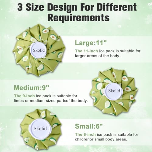 Ice Packs for Injuries Reusable, 3 Sizes, Avocado - color: Avocado