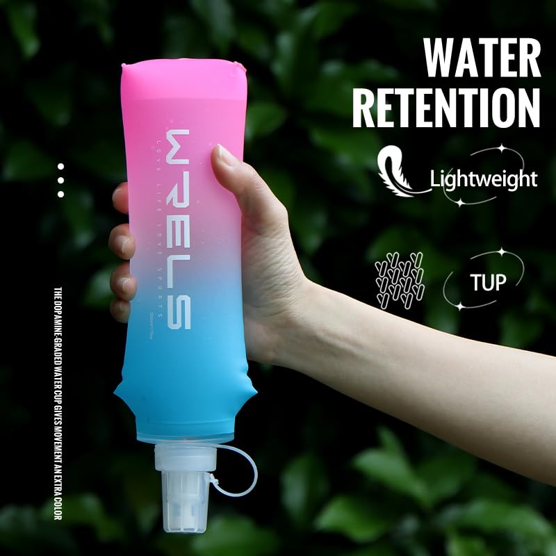 WRELS Soft Flasks TPU Soft Water Bottles Folding Soft Running Water Flask Small for Outdoor Sports Hiking Hydration Pack 8oz/17oz Hiking Cycling Climbing - color: Green-250ml