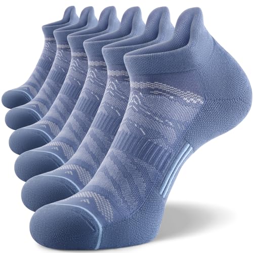 FITRELL Men's 6 Pack Ankle Running Socks Low Cut Cushioned Athletic Sports Socks 7-9/9-12/12-15 - color: Blue Smoke, size: 7-9