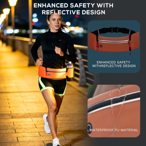 Running Belt for Women Men,Running Fanny Pack,with Foldable Water Bottle Holder (Bottles NOT Included),Sport Pouch iPhone Carrier, Dog Walker Hydration Fanny Pack,for Runners Jogging (pink) - color: Pink