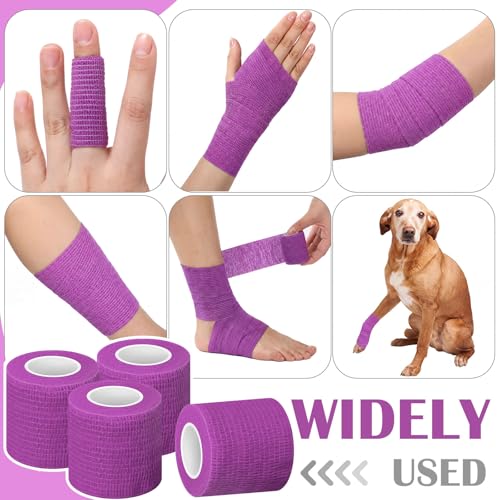 Treela 48 Pack Self Adhesive Wrap Bandage, Light Purple, 2 Inches x 5 Yards - color: Light Purple, size: 2 Inch X 5 Yards