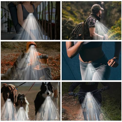 Running Light,USB Rechargeable jogging Light 6 Lighting Modes Strong Magnetic Lights Portable Clip On Running Lights with Runners and Joggers for Hiking,Running,Camping,Outdoor Adventure,1Pack-Grey - color: Grey-1