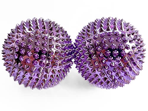 2X Spiky DBT Skill Balls | Magnetic Stress Relief Balls | Spiky Massage Balls for Relaxation, Tension Release, Focus & Mobility (Purple, 2 Inch) - color: Purple, size: 2 inches