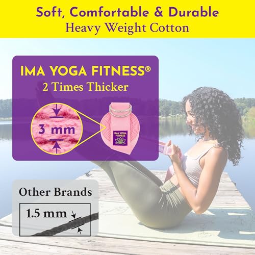Extra-Wide 2 Inch Cotton Yoga Strap: Stretching, Physical Therapy, Exercise - color: Pink, size: 10 feet