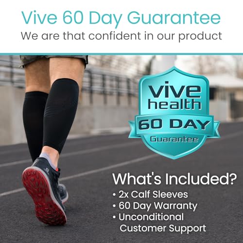 Vive Calf Compression Sleeve for Men & Women 20-30mmHg (1 Pair) - Footless - size: Small