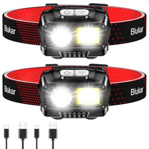 Blukar LED Headlamp Rechargeable, 2000L Super Bright Headlight Flashlight - color: Black