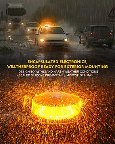 LUMENIX Amber LED Rooftop Warning Beacon Strobe Light for Trucks - color: Amber