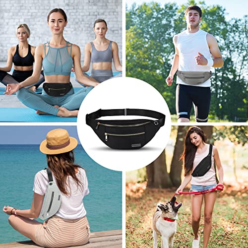 Fashion Cross body Fanny Pack Shoulder Bag for Women Men with Gold Zipper - color: Black(upgrade Fabric Gold Metal Zipper), size: Large