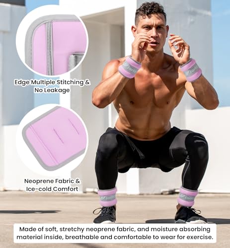 Ankle Weights A Pair of 1/2/3/4/6/8/10/12/20 LBS Wrist Leg Arm Weights for Women Men with Straps, Strength weighted for Physical Therapy Running Walking Home Fitness Gym Workout Weight Loss - color: Light Purple