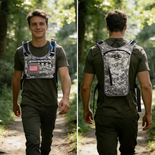 Maelstrom Hydration Running Vest with 2L Water Bladder for Men Women - color: Camo