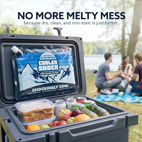 Cooler Shock Reusable Ice Packs for Cooler - Long Lasting Cold Freezer Packs for Coolers and Lunch Boxes - Cooler Ice Packs for Camping Gear, Fishing, Road Trips, Beach Must Haves - style: Large - 3pk